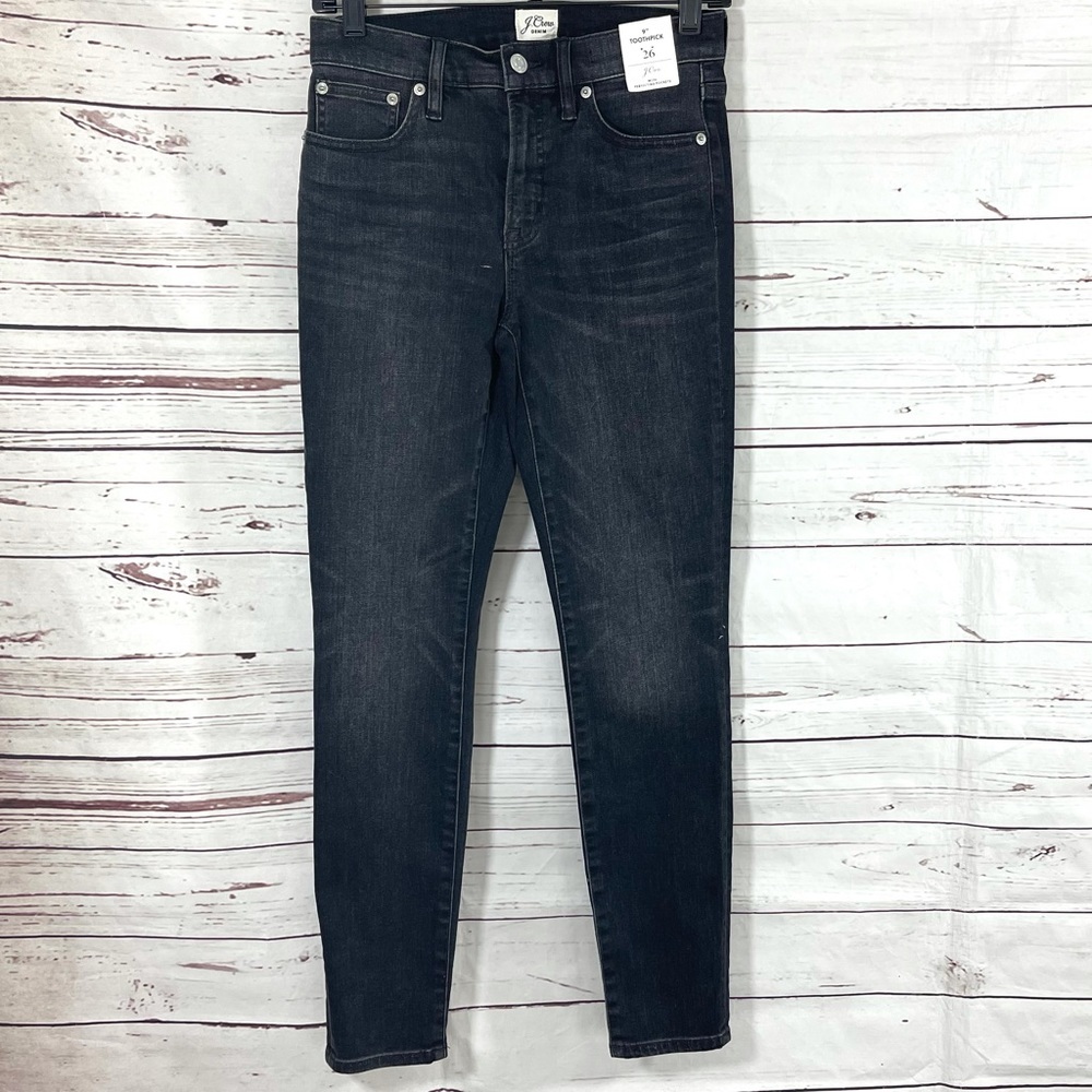 J. Crew Women’s 9” High Rise Toothpick Skinny Jeans Charcoal‎ Size 26